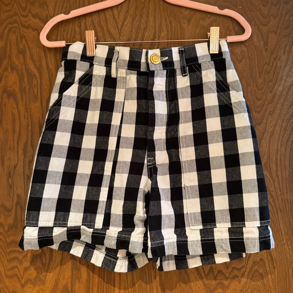 Big Bud Press Gingham Work Shorts Black & White Size Extra Small